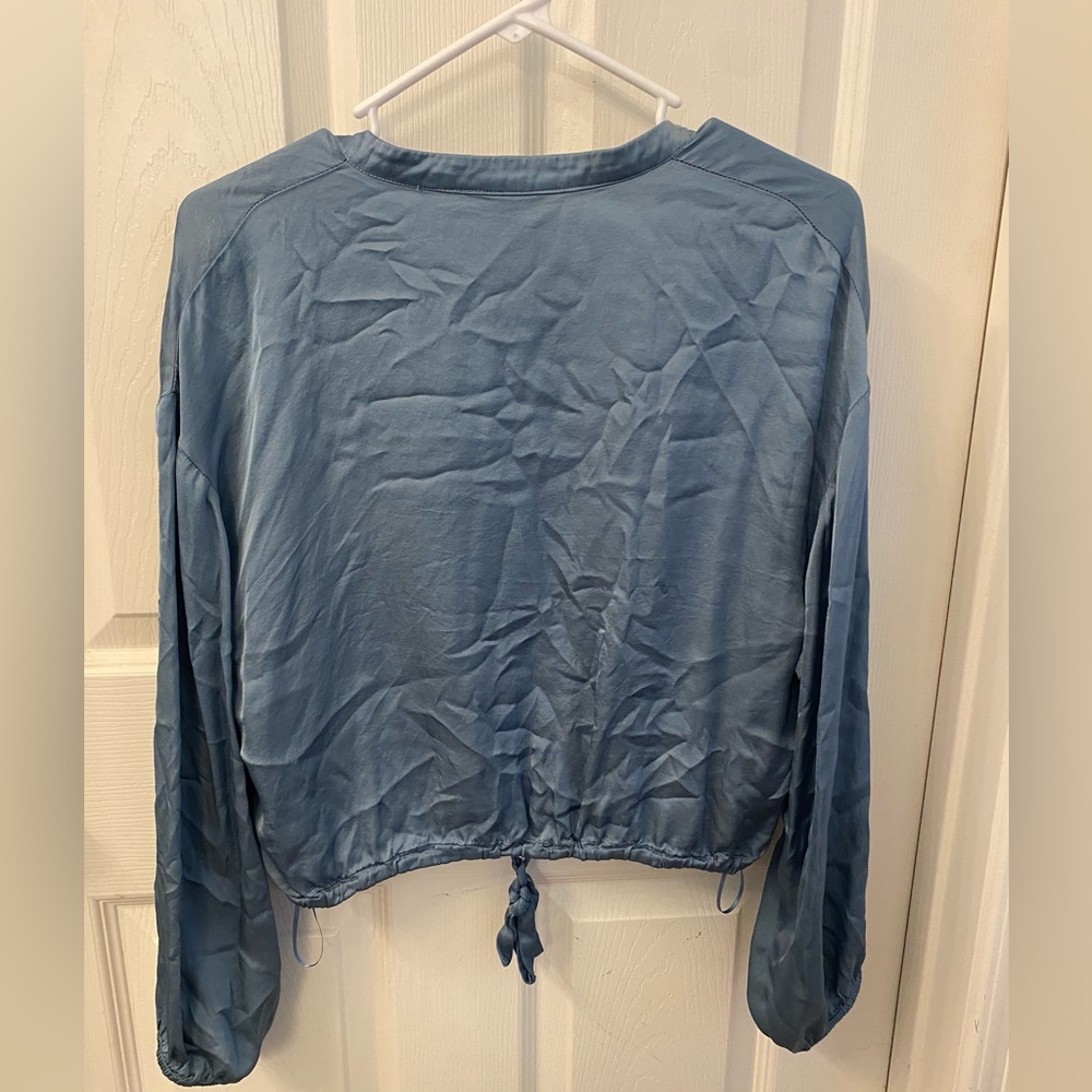 Guess Teal Drawstring Blouse - image 3